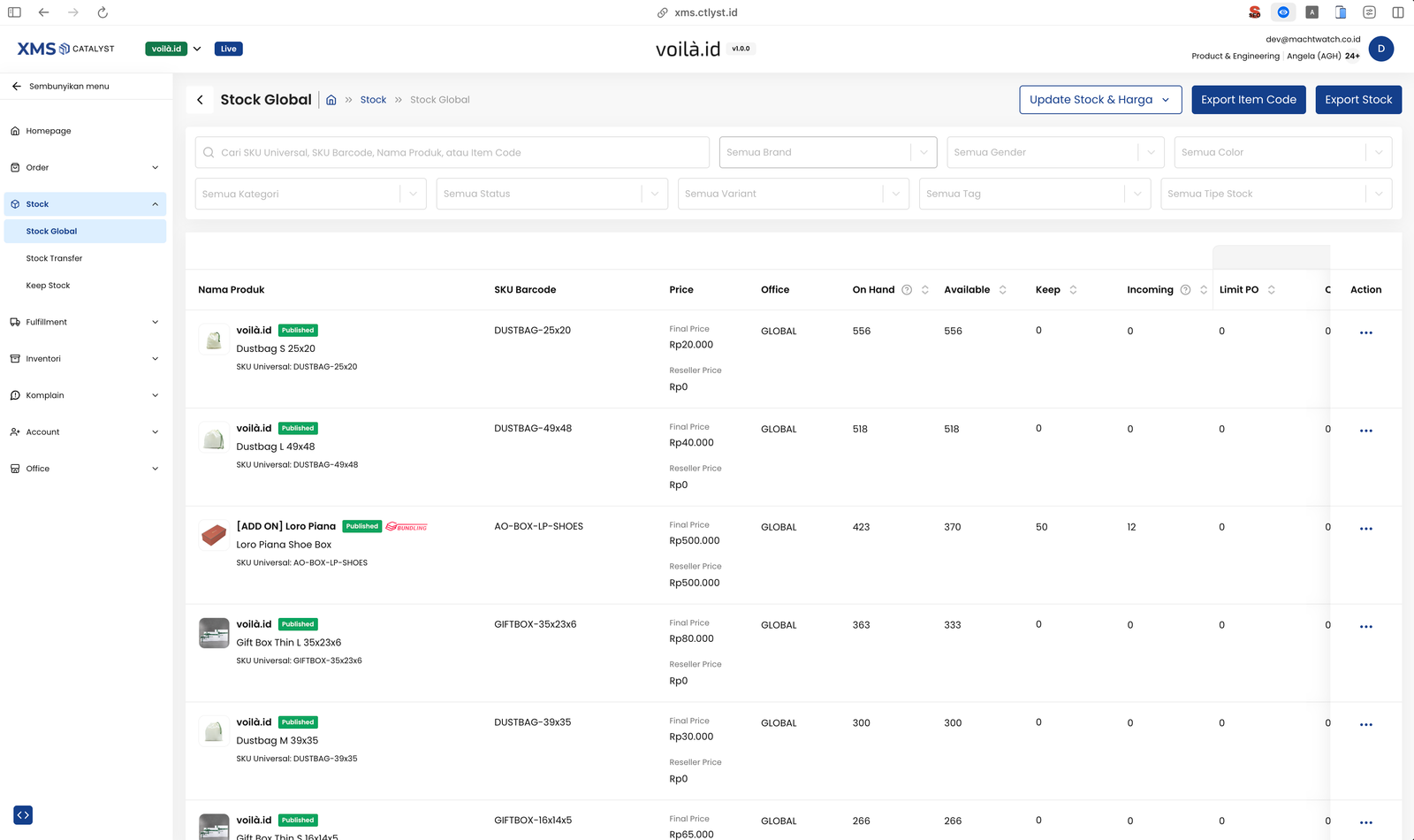 XMS Catalyst backoffice